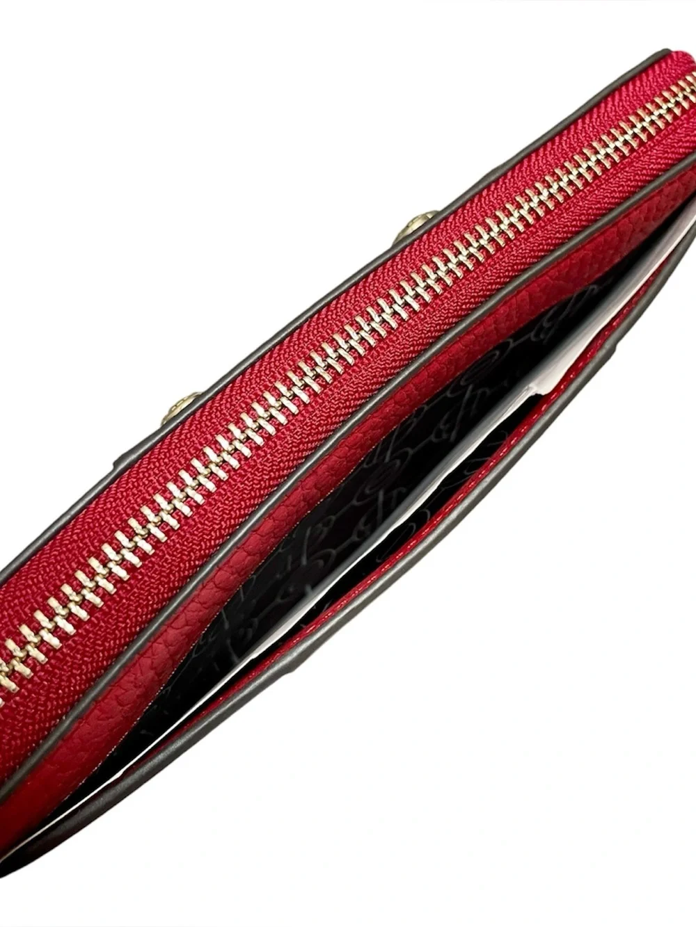 Henri Bendel Red Pebbled Leather Continental Zip Around Organizer Wallet NEW - Picture 6 of 11